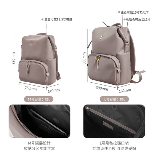 Echolac Pure Backpack Commuting Backpack Fashion Casual Large Capacity Women's Simple Light Travel School Bag Mica Gray M Size 12 Liter 13.5 Inch Computer