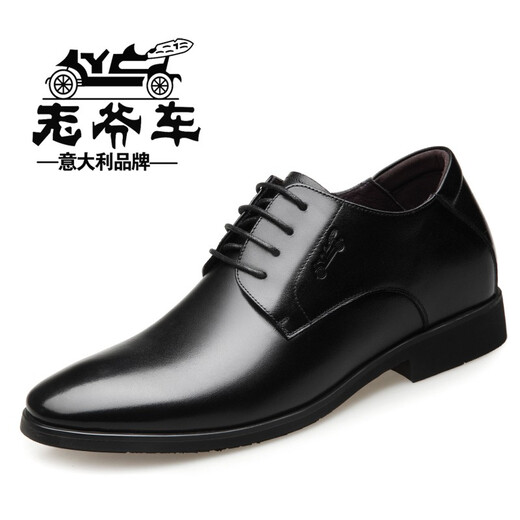 Classic Car Height-verstärkter Schuhe für Männer 6 cm Lederschuhe für Männer echte Leder atmungsaktiven formalen Lederschuhen für Männer Business Casual Toe Layer Cowhide Unsichtbare innere Höhe 8cm Schnüre-up Schwarze Hochzeitsschuh für Männer 683 Schwarz (innere Höhe 6 cm) 43
