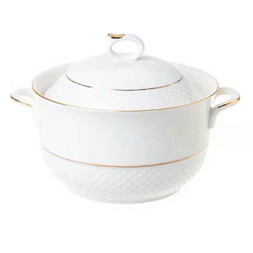 Xijiazuo 2L large-capacity ceramic lard tank soup tank with lid and high temperature resistant oil storage tank New Year oil-pressing spicy oil diamond pattern gold model 8 inches