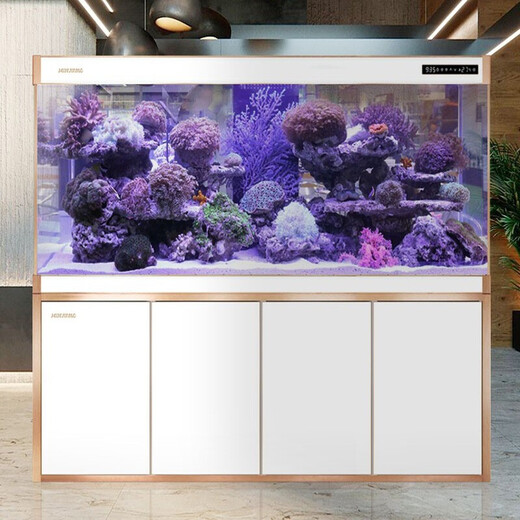闽江（minjiang）大型鱼缸客厅家用落地底过滤水族箱生态免换水办公室风水龙鱼缸 黑色 120长43宽155高【窄边款】+688过滤套餐