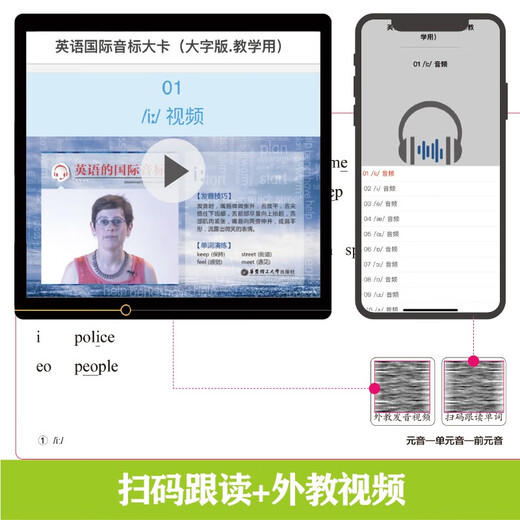 Englische internationale phonetische Alphabetkarte (Version mit großen Zeichen. Für den Unterricht)