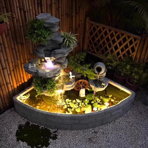 定制外花园庭院假山流水喷泉摆件养鱼池造景阳台客厅循环水景装饰 5009款
