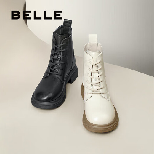 百丽（Belle）七夕礼物舒适马丁靴女商场款真皮时尚靴B7E2DDD4 黑色-单里 36 (230mm)