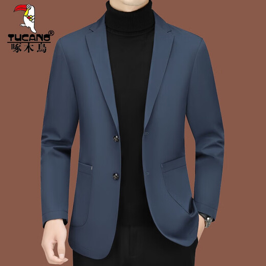 Woodpecker (TUCANO) casual suit men 2024 new men's business suit middle-aged single spring and autumn coat slim dad top men black ZJ9889 180/XL