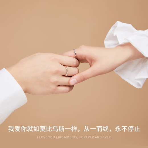 Dirholl PT950 platinum ring Möbius ring platinum couple ring 520 Valentine's Day gift for girlfriend and wife, light luxury model - Möbius ring without engraving