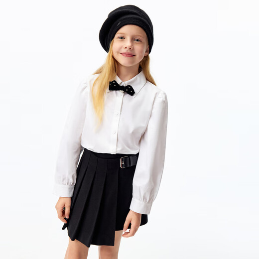 Little MO&Co. Children's clothing winter new style girls pure cotton white shirt princess sleeve shirt KBD4SHT001 white 150 150/72