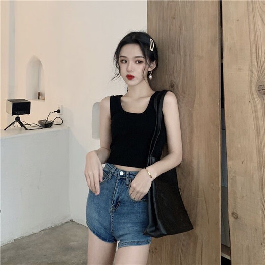 【百搭小背心】吊带背心女百搭短款露脐运动外穿内搭打底小背心女 两件装：【黑色+白色】 大均码【100-135斤】