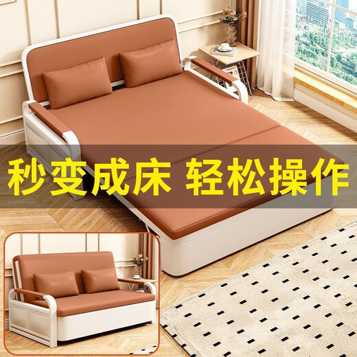 方周意【0元包安装】沙发床小户型客厅双人办公两用折叠床实木沙发 【1.5米带储物】5cm海绵+2cm乳胶