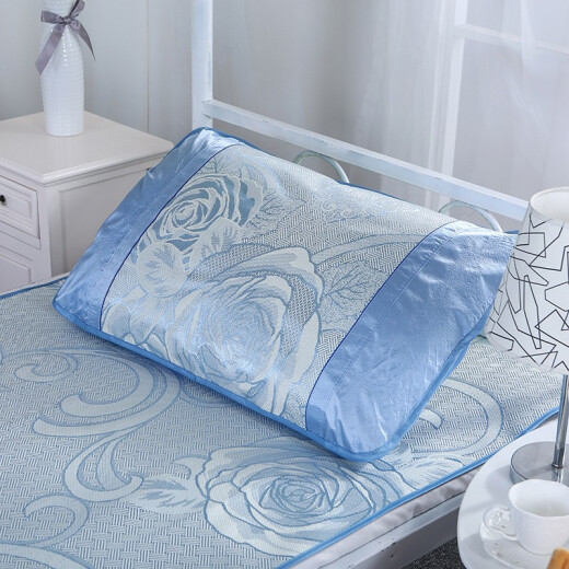 Timber mat foldable mat 0.9m student bed dormitory bunk bed single bed ice silk double air-conditioned mat blue ice silk 90*195cm-plus 1 pillowcase