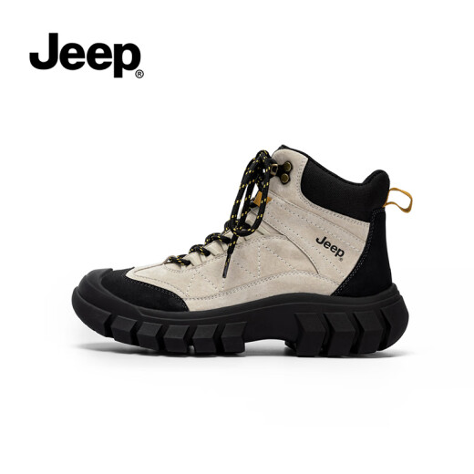 Jeep马丁靴女2025新款春秋户外徒步登山鞋增高工装靴英伦风短靴雪地靴 黑灰色 脚感舒适 36 标准皮鞋码