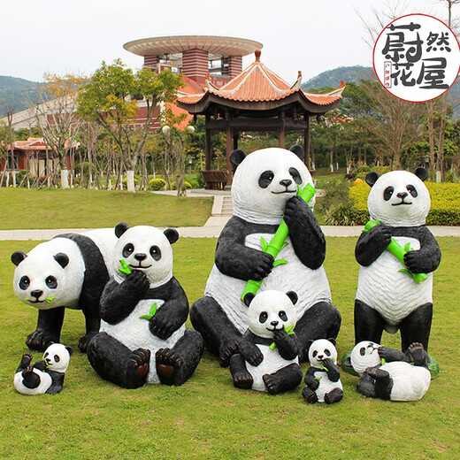 Weiran Flower House outdoor simulation panda ornaments garden landscape fiberglass sculpture park courtyard community animal decorations 1.3 meters walking panda