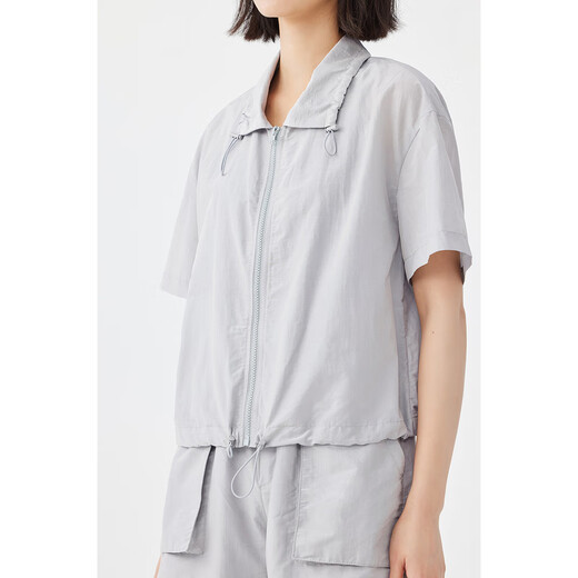 Birds and New Wine Summer New Short Sleeve Tops Breathable Thin Elastic Waist Shorts Casual Fashion Suit Haze Blue HCH01 M