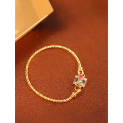 Zhimo (ZHIMO) 18k gold-plated red and sapphire buckle head lion awakening bracelet for women, national trend, a multi-wear tourmaline bracelet buckle