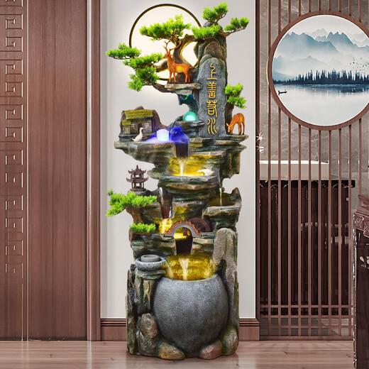Botianxuan Fengshui Wheel Rockery Flowing Water Fountain Living Room Fish Tank Humidifier Decoration Huge Mountain Ornament Circulating Water View Floor 9923 Small 45*33*108cm