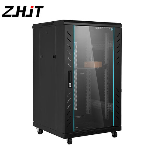 Gabinete ZHJT 24U Gabinete 1.2M Gabinete de red Estándar Gabinete de 19 pulgadas 600*600*1200ZT6622 Puerta de vidrio negro Modelo ordinario