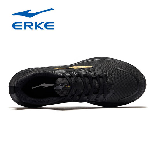 
Hongxing Erke running shoes leather waterproof men's shoes summer new thick-soled shoes lightweight soft sole non-slip black and white men's sports shoes 3523 black gold [rainproof upper] 40 quality assurance