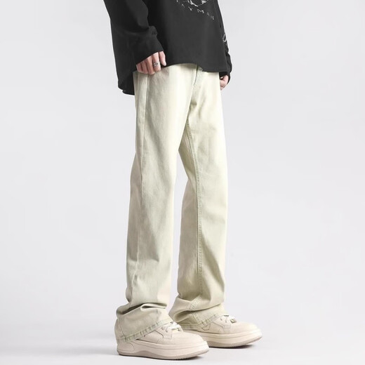 Mode Handy Jeans Herrenmarke Brand Frühling und Herbst Sommer -Flagge Hosen Jungen American Retro Freizeithose gestapeltes Hosen G841 Zementgrau 3xl (160 bis 185 Jin [Jin gleich 0,5 kg] tragbar)