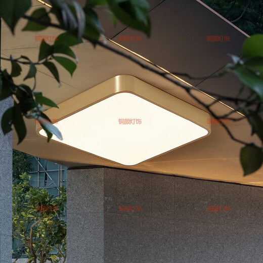 Puerta de villa Tongyan Lámpara de techo de cobre completa Insecto a prueba de insectos Lámpara de la lámpara del salón de la puerta al aire libre Lámpara de balcón de balcón X3893-500/cuadrado