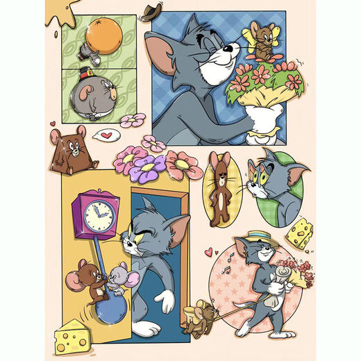 桃李世家TomJerry猫和老鼠1000片拼图高颜值卡通动漫成人儿童益智玩具礼物 猫和老鼠-M1349 1000片木质拼图礼盒装