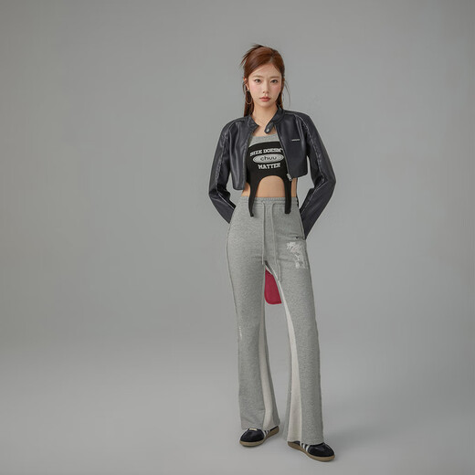 CHUU潮酷拼接吊带女2024春季新款设计感个性修身显瘦字母印花背心 黑色 均码