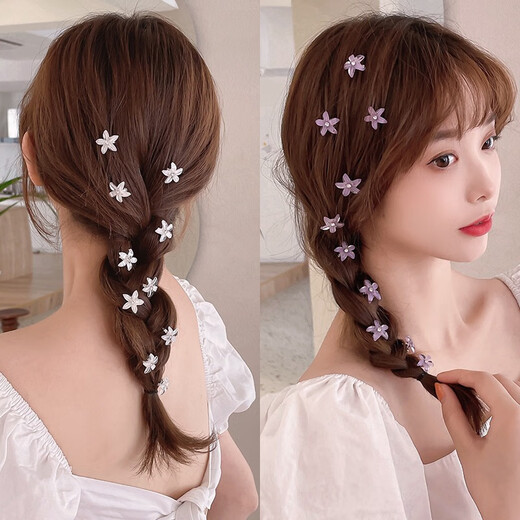 Juvia Hairpin Side Grip Head Flower Simulated Flower Hairpin Clip Headdress Seaside Hair Accessory FJ112 Flower Flash Diamond Random 1 Pair (Not Specified)