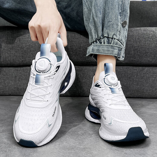 
Caotu (CAOTU) men's shoes spring and summer breathable sports and casual men's trendy shoes men's mesh shock-absorbing running shoes men's thick-soled dad shoes men 9888 white lan [mesh style] 40 standard code
