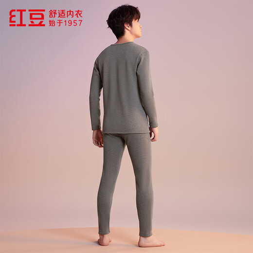 Ropa interior de frijol rojo para hombres plus de terciopelo en espesor en espesor girando collar redonda de protección de frío para personas de mediana edad y ancianos cáñamo profundo gris