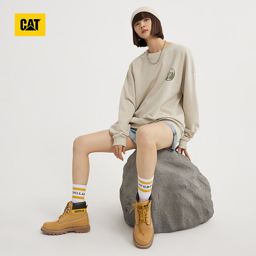 CAT Carter Classic Big Yellow Boots Martin Boots Working Boots Men and Women's Shoes Colorado Outdoor Reinforced Short Boots Shopping Mall Yellow Women 36