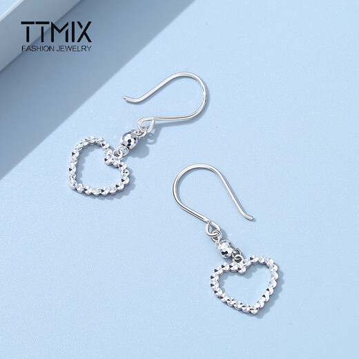 TTMIX platinum ear hook heart-shaped earrings pt950 women's classic platinum car flower love earrings 2.2-2.4g