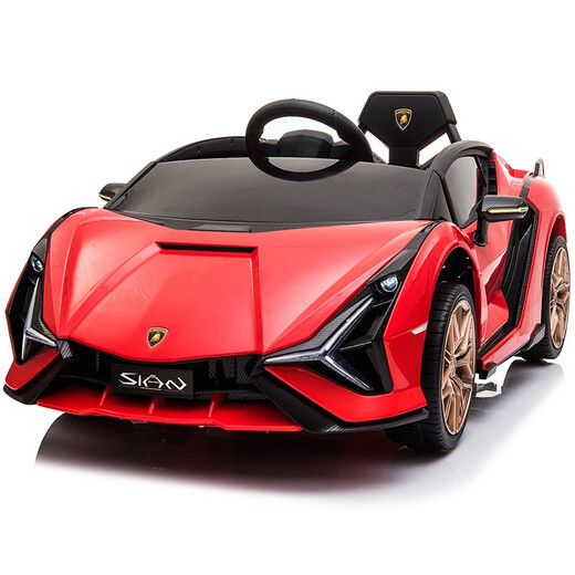 Children's shoes authorized by Lamborghini Children's electric car four-wheel remote control car can seat men and women baby toy car authorized by Lamborghini dual drive red + common seat + common tires