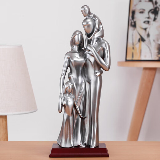 Jiuwen Leopard es adecuado para regalos para mujeres embarazadas. Familia de cuatro adornos para el décimo aniversario del aniversario de bodas. Pareja recién casada 15934 Silver + Grabado + embarazo (familia tres)