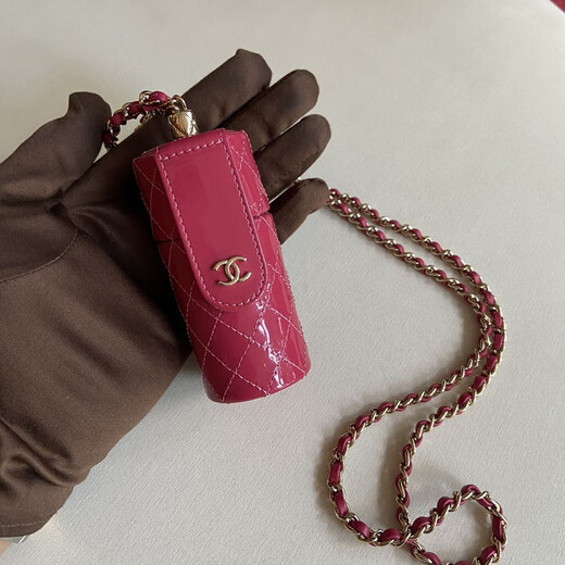 Second-hand 95 new Chanel (CHANEL) rose pink patent leather lipstick bag 30K women's lipstick bag