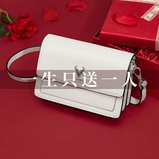 蔻一（Cnoles）包包女包2025女士斜挎单肩小方包奢品高级感七夕情人节礼物送女友 米白色-高级感生日礼物送女生