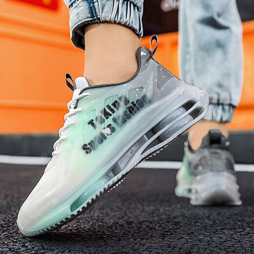 
GUQIAN men's shoes 2025 new sports and leisure running cushion shock-absorbing junior high school students' height-enhancing dad shoes trendy shoes for men TK757 gray-green 43 (265mm)