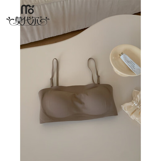 Modal strapless anti-slip tube top seamless underwear for women with big breasts, no steel ring, anti-sagging, breathable and beautiful back bra, off-white L -36/80