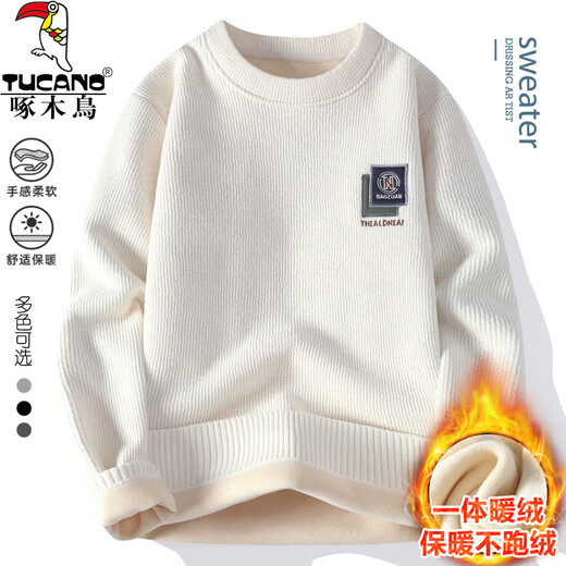 Woodpecker Une-pièce Poulain de cou rond pour hommes et adolescents d'hiver masculins plus en velours épaissie