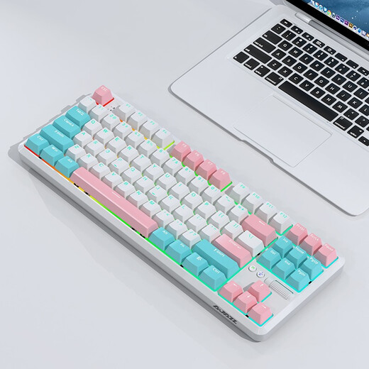 AJAZZ K870Tpro three-mode mechanical keyboard Bluetooth/2.4G/wired/87 keys PBT keycap RGB light e-sports game office white red axis
