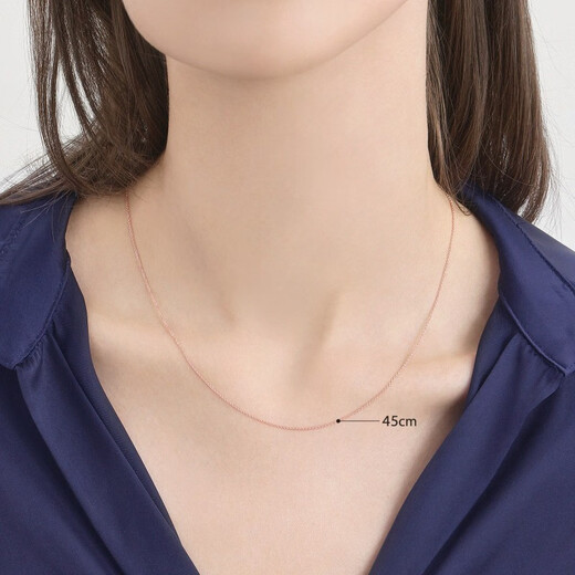 Chow Sang Sang (CHOW SANG SANG) k gold necklace 18k rose gold versatile plain chain color gold necklace clavicle chain 87855N 45 cm