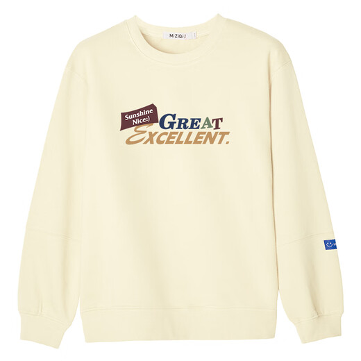 
Miziqi sweatshirt for women in spring and autumn round neck without hat pullover long sleeves 2025 new simple small versatile top Spring and autumn yellow letter 9761 big apricot color on chest M