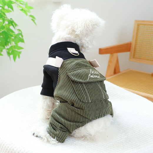 Hanhan pet dog clothes dog clothes small and medium-sized dogs autumn and winter thickened clothes four-legged cotton clothes puppy clothes good friend corduroy overalls XL size recommended weight 14-18Jin [Jin equals 0.5 kg]
