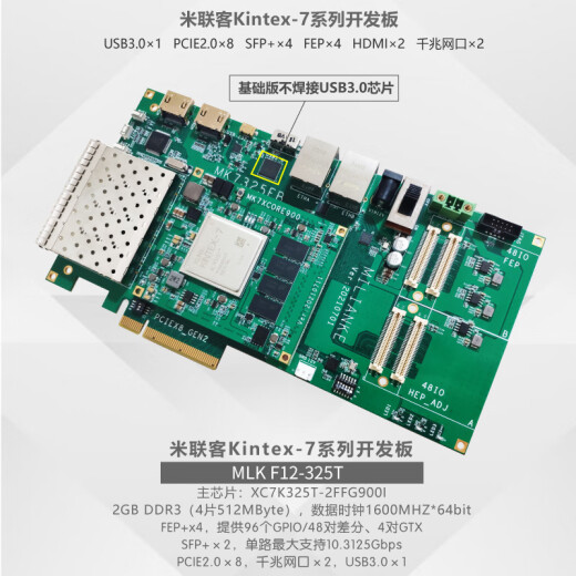 MILIANKE MLK F12-325T FPGA Tablero de desarrollo Xilinx USB3.0/PCIE/SDI KINT +DAQ9767-125M-1V8 BASEABLE sin 601Q