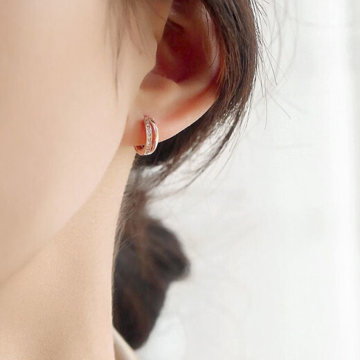 VTL French craftsmanship S925 silver new style earrings, trendy earrings and earrings, rose gold earrings that are easy to take off when sleeping, a Valentine's Day birthday gift for your girlfriend and best friend, hollow diamond earrings - rose gold