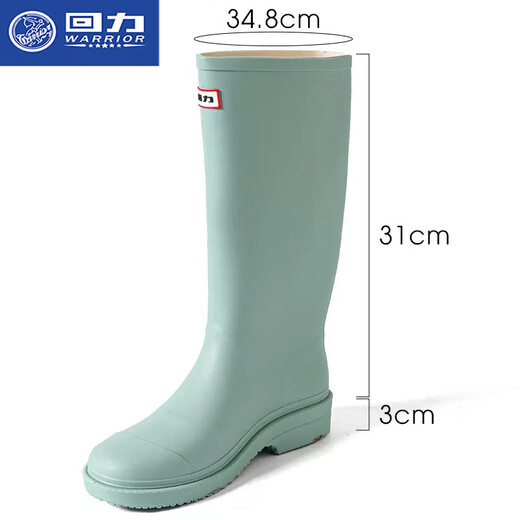 回力雨鞋女新款时尚户外中高筒防水雨靴水鞋防滑耐磨套鞋胶鞋 薄荷绿色 38