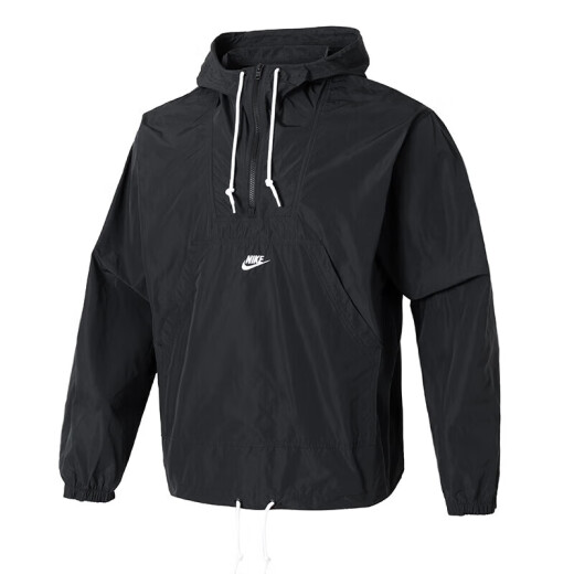 耐克（NIKE）卫衣男2025年春季户外健身训练梭织连帽半拉链休闲舒适套头运动服 FN3893-010/黑色 XL