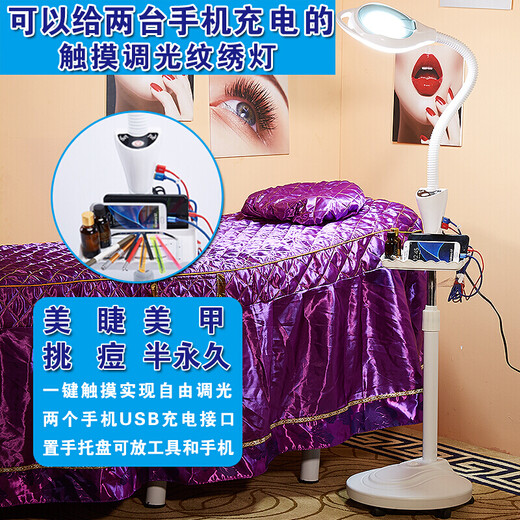 Meng Qier Lámpara de belleza Lámpara de bordado con patrón LED Luz fría Manicura portátil, pestañas, acné, acné, cejas Cirugía microplástica Lámpara de pie Versión de 65 vatios con atenuación táctil de polea