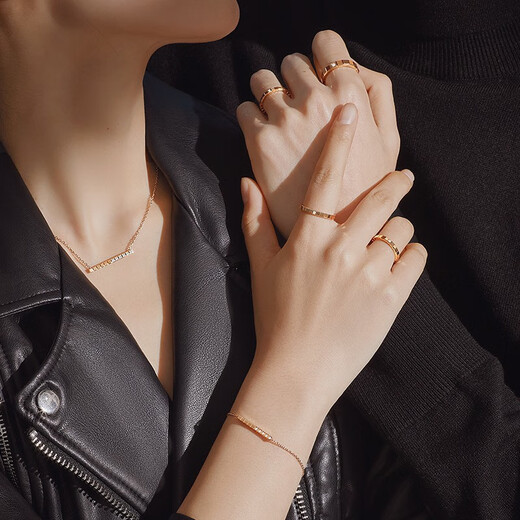 Chopard star's same style small ice cube 18K gold diamond necklace couple's same style New Year's gift for men and women official authentic 18K rose gold half diamond 38-42cm