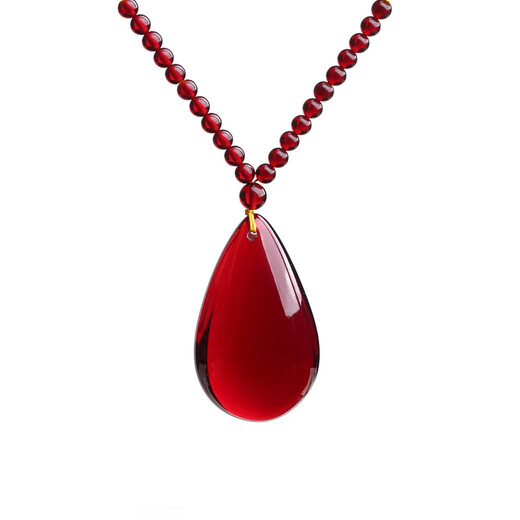 MUSI natural water purified blood amber drop pendant sweater chain Myanmar raw mineral beeswax amber Wushi brand men and women necklace pendant blood amber drop + blood amber chain