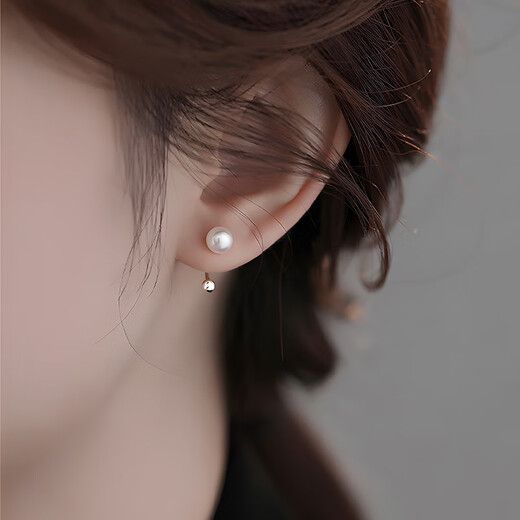 MIMORE S999 pure silver freshwater pearl earrings for women new fashion simple back-hanging earrings anti-lost design to support pierced ears