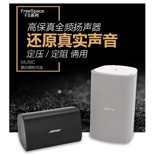 Bose博士 壁挂防水音箱会议室音响套装培训室教室店铺商场喇叭背景音乐系统 FS4SE音箱4只+AIPHA功放 适用40-60