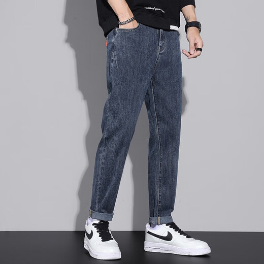 Weiqian (WEIQIAN) jeans men's spring and summer new style pants men's loose straight pants men's large size versatile trendy casual men's trousers [two pairs] K6621 black gray + K6621 light blue 28